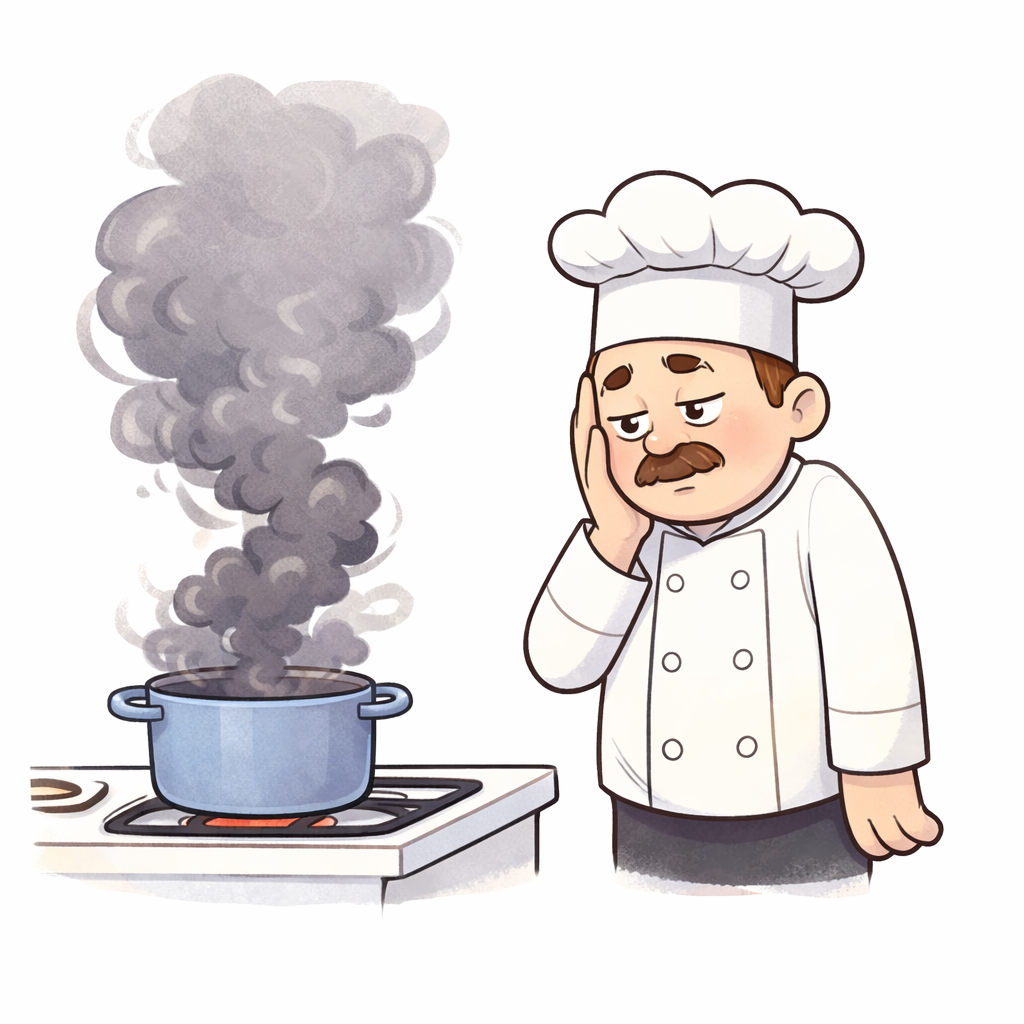 Illustration d'une cuisson qui fume et oxyde les graisses